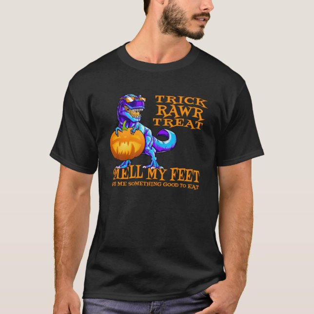 TRex Halloween Trick oder Treat Riechen meine Füße T-Shirt (Vorderseite)