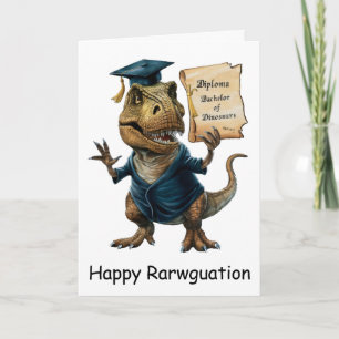 Trex in Cap and Gown Holding Diploma Karte