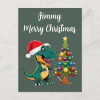 Trex in Weihnachtsmannmütze, Billardgrün