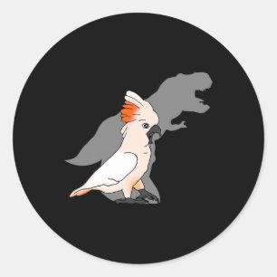 TRex Moluccan Cockatoo Shadow Dinosaurier Bird Lov Runder Aufkleber