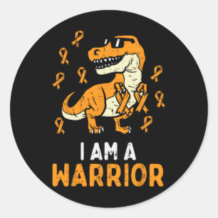 Trex Orange Ribbon Im A Warrior Leukemia Bewusstse Runder Aufkleber