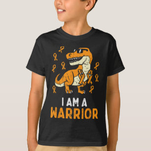 Trex Orange Ribbon Im A Warrior Leukemia Bewusstse T-Shirt