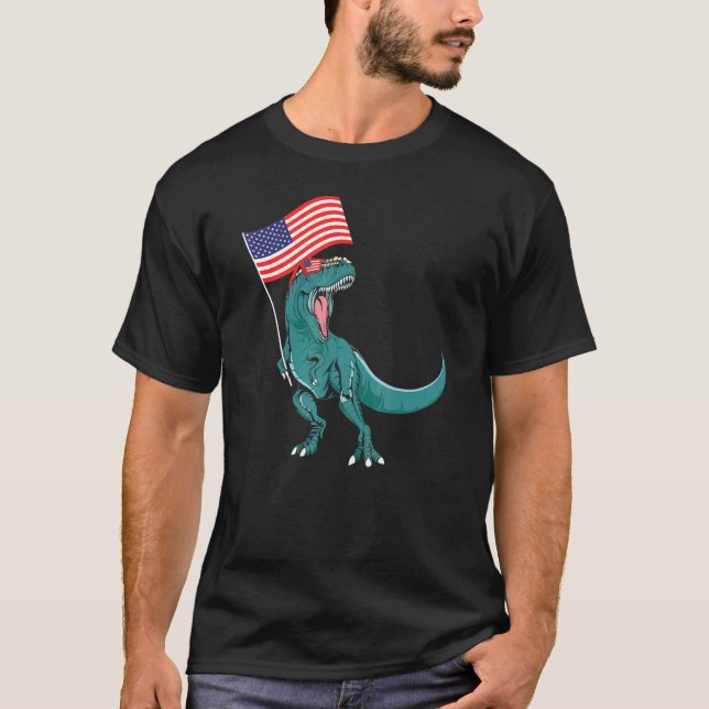 Trex Popsicle Usa Flag 4. Juli Dinosaur T-Shirt (Vorderseite)