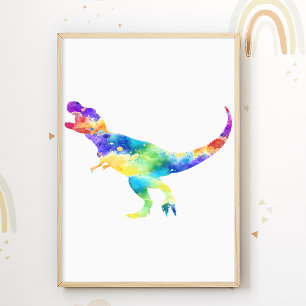 Trex Print Bunter Dinosaurier Kinderzimmer Poster