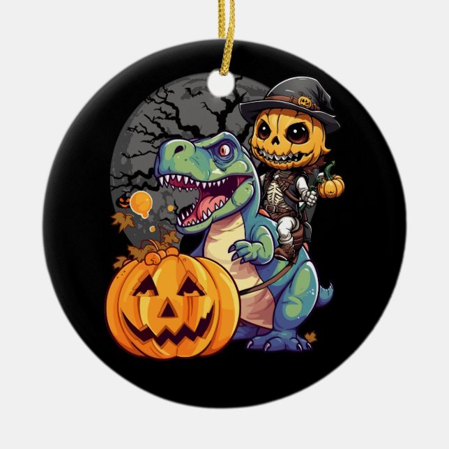 Trex Pumpkin Dinosaur Halloween Kids Mummy Zombie Keramik Ornament (Vorne)
