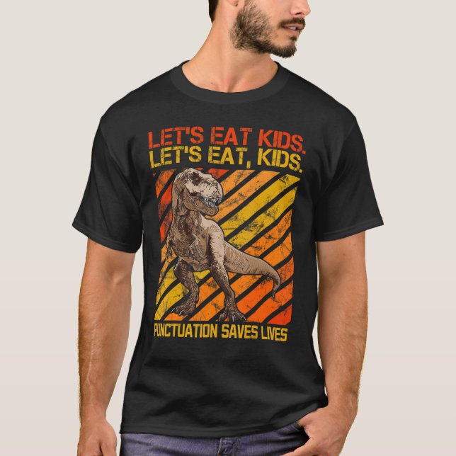 Trex Retro Grammar Linguistic English Teacher T-Shirt (Vorderseite)
