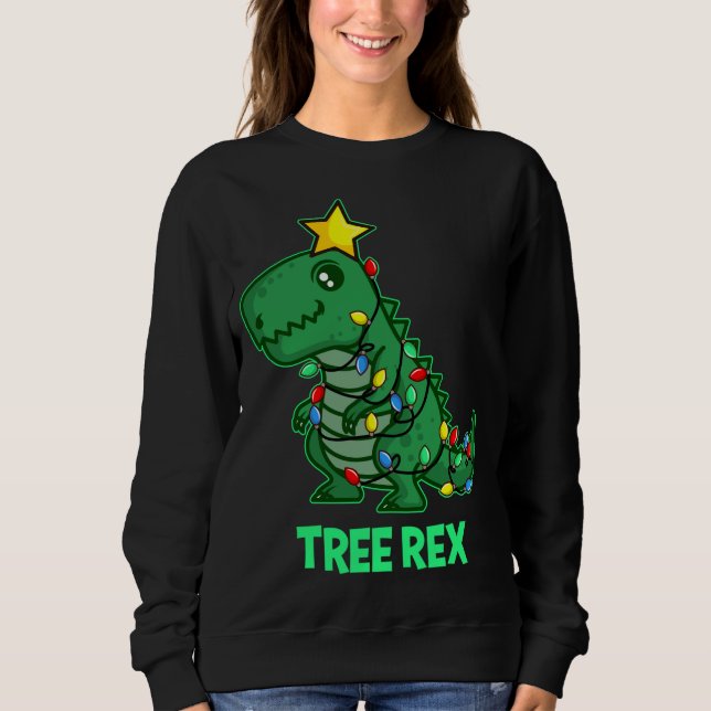 Trex Rex Funny Niedlich Retro Weihnachtsfest Sweatshirt (Vorderseite)