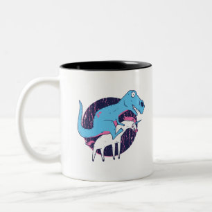 Trex Riding Unicorn Zweifarbige Tasse