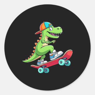 Trex Skateboarder Dino Dinosaur Skating Skateboard Runder Aufkleber