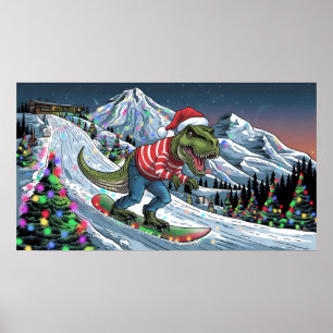 TRex Snowboard in den psychedelischen Farben Poster