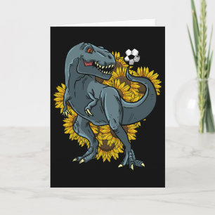 Trex spielt Fußball Sonnenblume Lustiger Fußbyll D Karte