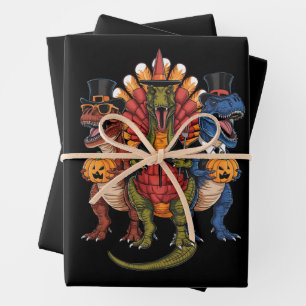 TRexgiving T-Rex Frohes Erntedankfest Dinosaurier Geschenkpapier Set