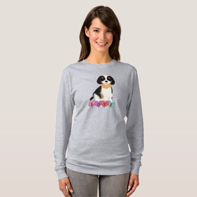 Tri Cavalier King Charles Spaniel Valentine   T-Shirt (Vorne ganz)