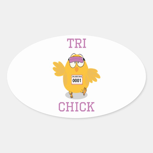 Tri Chick Ovaler Aufkleber (Vorderseite)