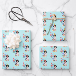 Tri Color Cavalier King Charles Spaniel Birthday   Geschenkpapier Set