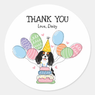 Tri Color Cavalier King Charles Spaniel Birthday Runder Aufkleber