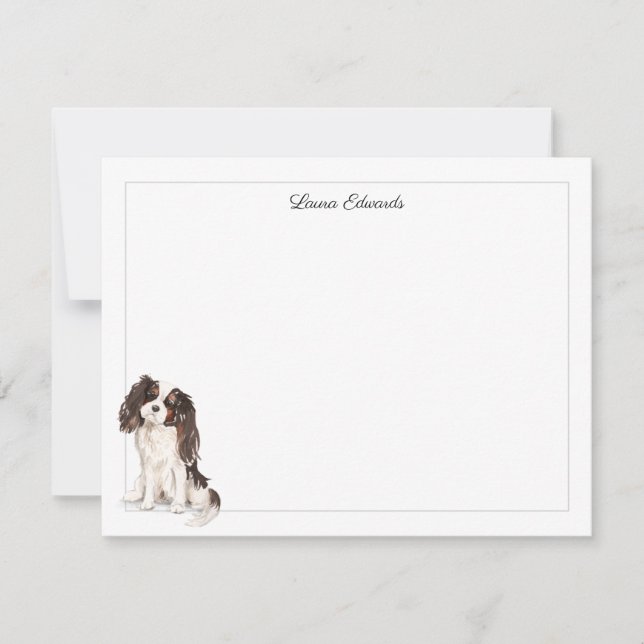Tri Color Cavalier King Charles Spaniel Border Mitteilungskarte (Vorderseite)
