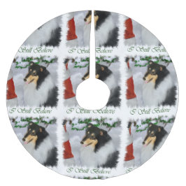 Tri Color Collie Christmas Polyester Weihnachtsbaumdecke