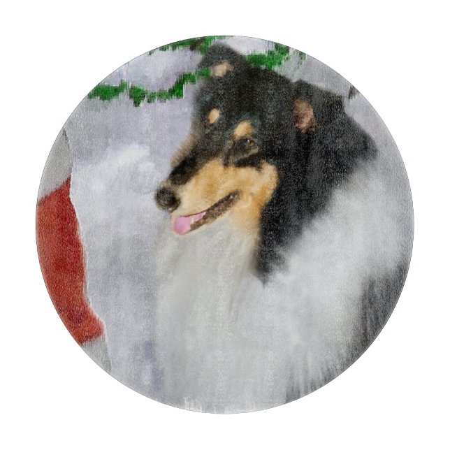 Tri Color Collie Christmas Schneidebrett (Vorderseite)