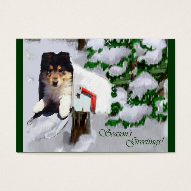 Tri-Color Collie Welpe Weihnachtsgeschenke (Vorderseite)