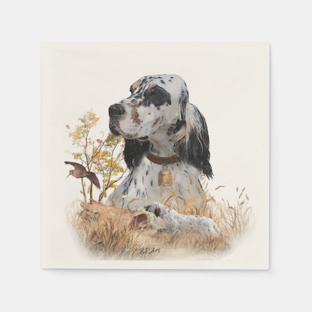 Tri Color English Setter Art, Holcock Jagen Serviette (Vorderseite)