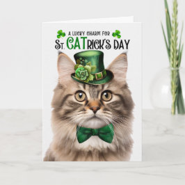 Tri Color Fluffy Cat St CATrick's Day Lucky Charm Feiertagskarte