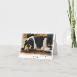 Tri Color Rough Collie Gönnt Kunst Karte