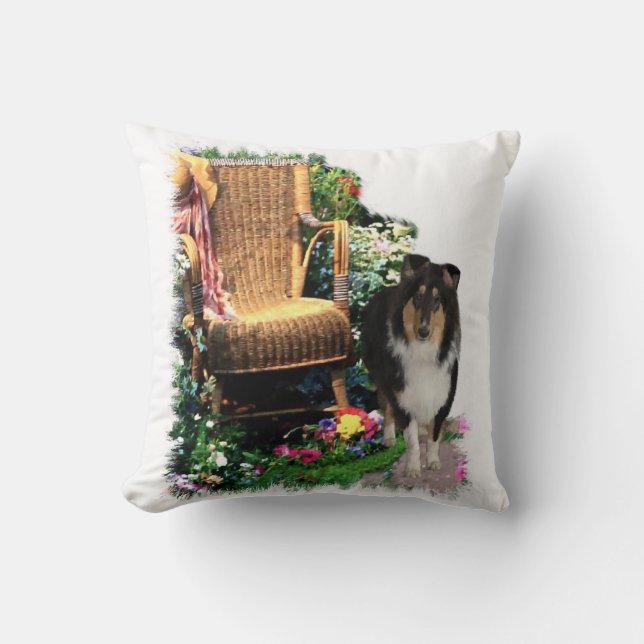 Tri Color Rough Collie Kunstgiesserei Kissen (Vorderseite)