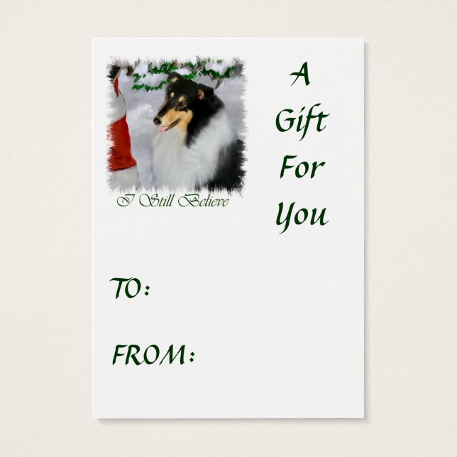 Tri-Color Rough Collie Weihnachtsgeschenke (Rückseite)