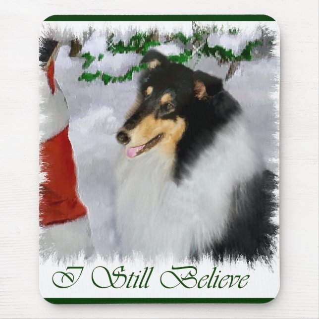 Tri-Color Rough Collie Weihnachtsgeschenke Mousepad (Vorne)
