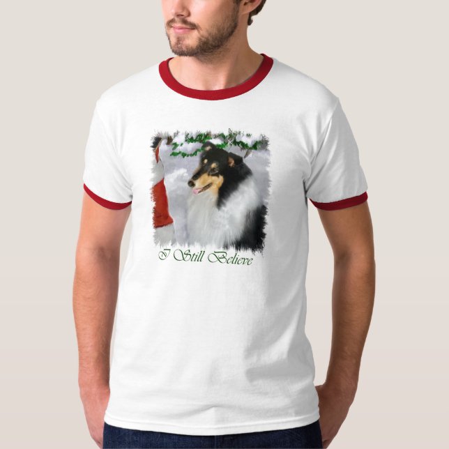 Tri-Color Rough Collie Weihnachtsgeschenke T-Shirt (Vorderseite)