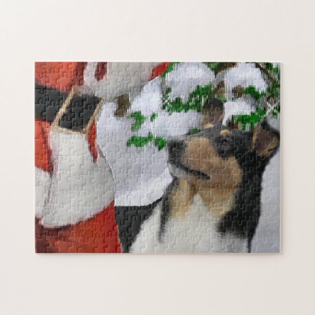 Tri Color Smooth Collie mit Weihnachten (Horizontal)