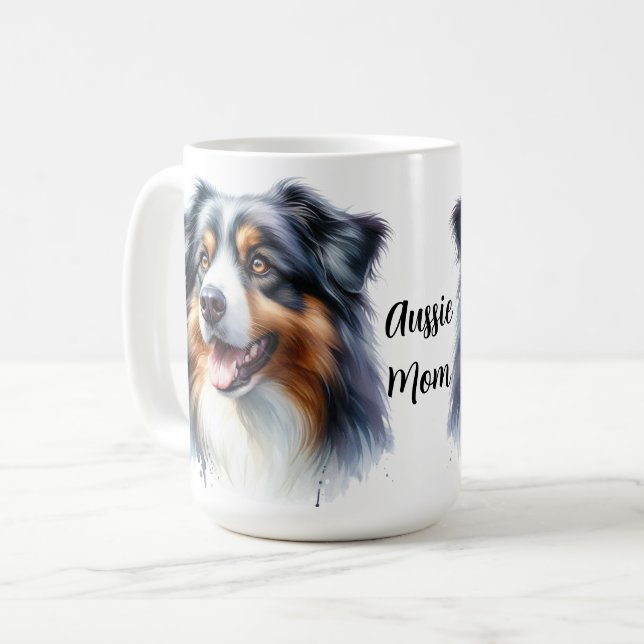 Tri-Colored Australian Shepherd Dog Kaffeetasse (Vorderseite Links)