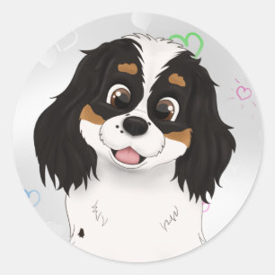 Tri Colored Cavalier King Charles Spaniel Runder Aufkleber