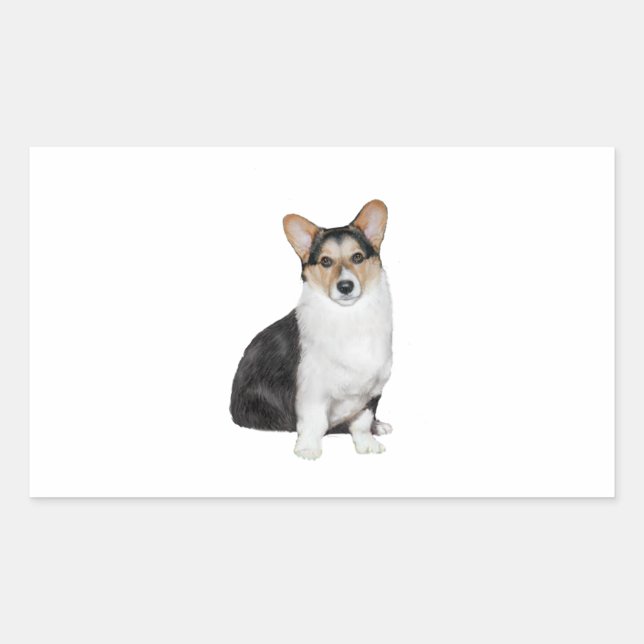 Tri Coor Welsh Corgi Rechteckiger Aufkleber (Vorderseite)