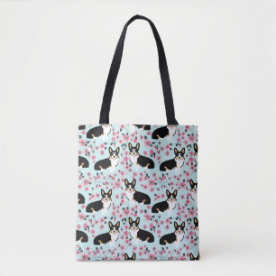 Tri Corgi-Kirschblüte - Blau Tasche