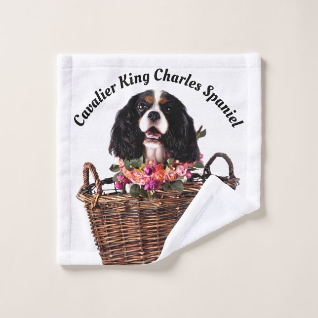Tri Couleur Cavalier King Charles Spaniel Chien (Gant de toilette)