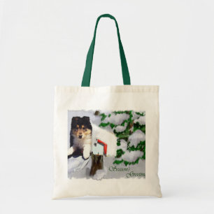 Tri Farbecollie-Welpen-Weihnachtsgeschenke Tragetasche