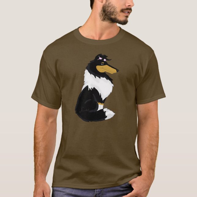 Tri Farbedas Shirt der rauen Collie-Cartoon-Männer (Vorderseite)
