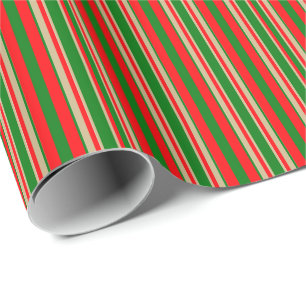 Tri Farbestreifen im Weihnachtsrot, -GRÜN u. -gol Geschenkpapier