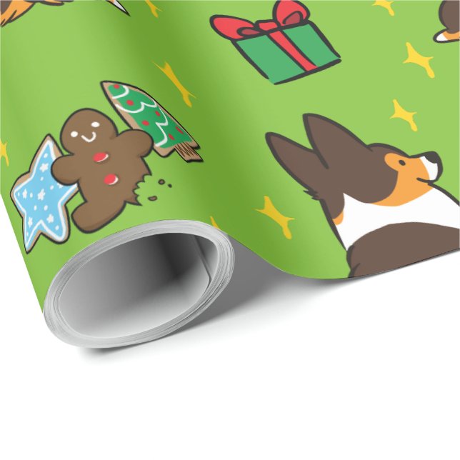 Tri Farbeweihnachtscorgi-Packpapier Geschenkpapier (Rolleneckpunkt)