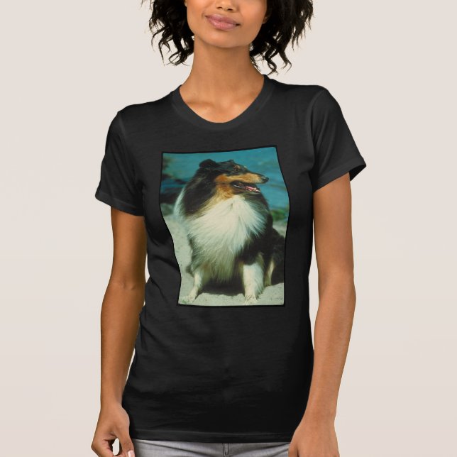 Tri Farbiger Collie-rauer Mantel T-Shirt (Vorderseite)
