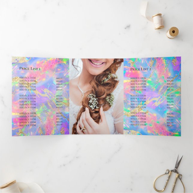 Tri-Fold-Broschüre für Neon-Opal Dreifach Gefaltete Einladung (Innenseite)