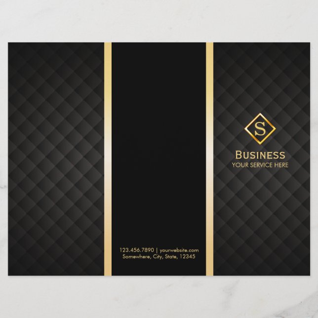 Tri-Fold Gold Diamond Monogramme Brochures élégant (Devant)