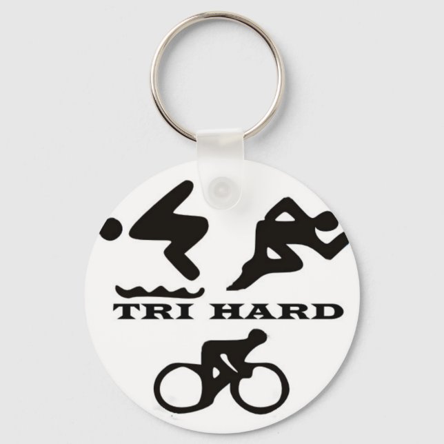 Tri Hard Triathlon gibt Kleidung und Zubehör Schlüsselanhänger (Vorderseite)