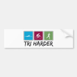 Tri Harder (Triathlon) Autoaufkleber