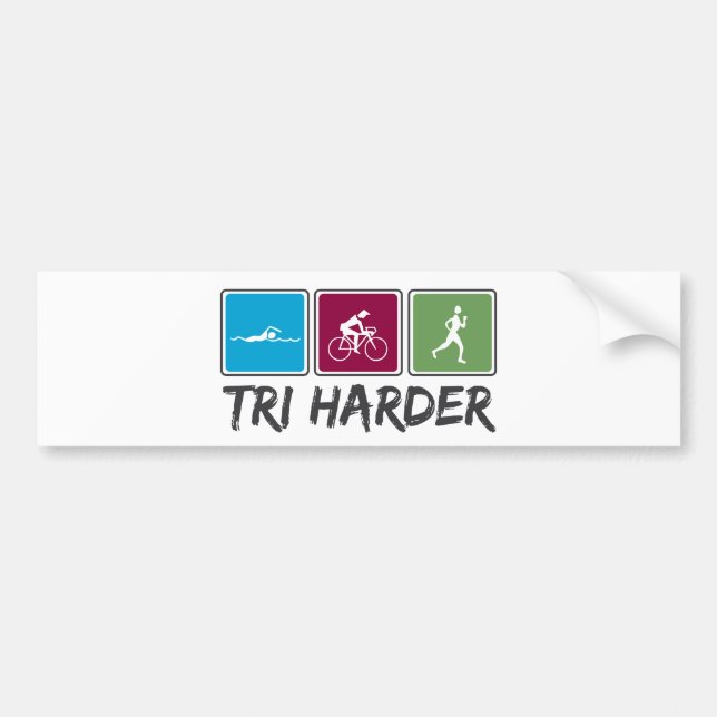 Tri Harder (Triathlon) Autoaufkleber (Vorne)