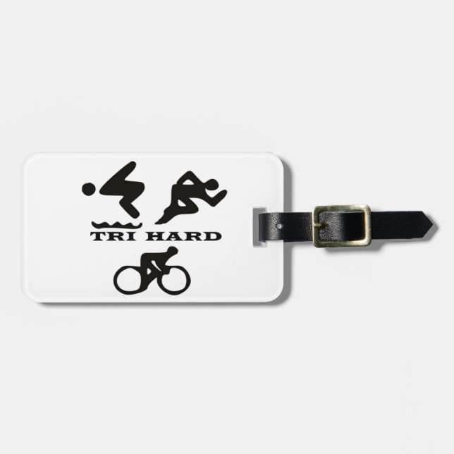 Tri harte Triathlon-Geschenke Kleidung und Zusätze Gepäckanhänger (Vorderseite horizontal)