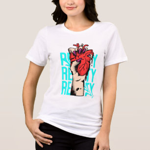 Tri-matière Chemise en T-shirt rouge et bleu Coeur