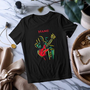 Tri-matière Guitare Néon en Ligne Art   T-Shirt Musical Vibran